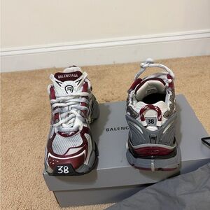 Balenciaga Burgundy and White Sneakers